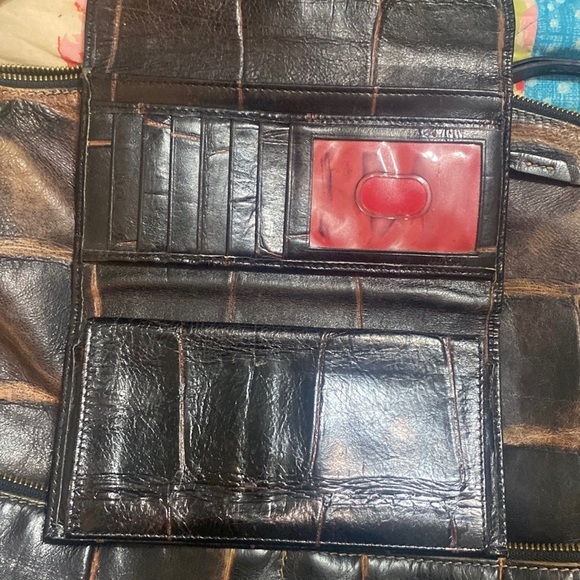 Dooney and Bourke black crocodile embossed hobo and wallet